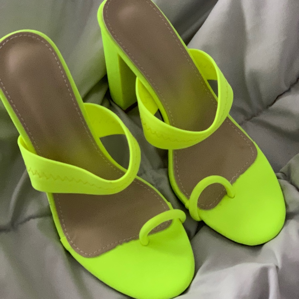 Neon mule heels